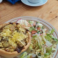 Homity pie at Scarthin Books Cafe in Cromford