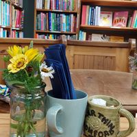 Lemon and almond cake at Scarthin Books Cafe in Cromford
