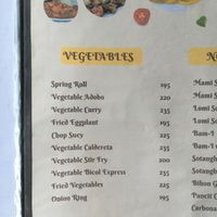 Menu as of November 2023  at Bakhaw Kiwi in Cebu