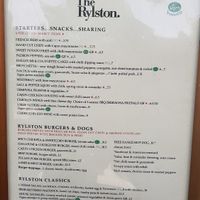 Menu 2 at The Rylston in South West London