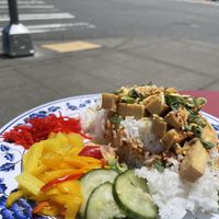 Tofu bowl, dining in   at Dumplings of Fury in Seattle