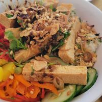 Tofu rice bowl. at Dumplings of Fury in Seattle