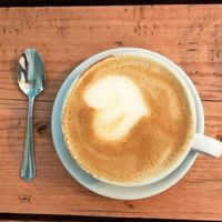 Coffee Latte with oat at Sophie's in Aberystwyth