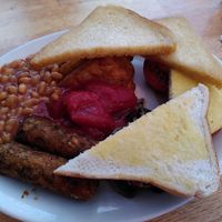 Monster vegan breakfast (May 2025) at Sophie's in Aberystwyth