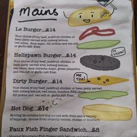 Mains menu at Le Pub in Newport