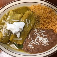 Vegan enchiladas with green sauce at Cocina Michoacana in Oakdale