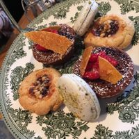 Vegan biscuit, macaron (!) and chocolate sponge.  at 60 Hope Street in Liverpool