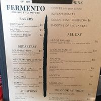 the menu for the day (different from the online menu) at Fermento in Long Beach