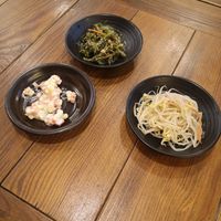 Side dishes (really nice) at Dubuga Tofu Go - Bibimbap Restaurant - 두 부가 in Busan