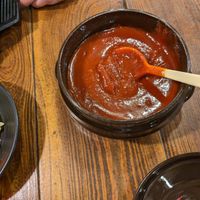 gochujang jar at Dubuga Tofu Go - Bibimbap Restaurant - 두 부가 in Busan