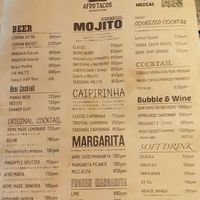 Drinks Menu at Afro Tacos in Yokohama