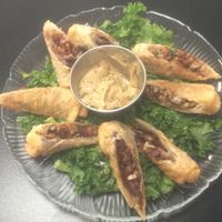 Spring rolls with house sauce at The Reizod Vegan Experience in Columbia