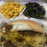 All vegan comfort food-Collards, mac n cheese and reuben    at The Reizod Vegan Experience in Columbia