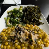 Chickpea Masala over quinoa with collard greens and delicious brussel sprouts. at The Reizod Vegan Experience in Columbia