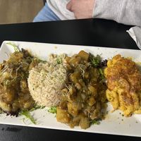 Jerk “chicken” with a side of mac n cheese  at The Reizod Vegan Experience in Columbia