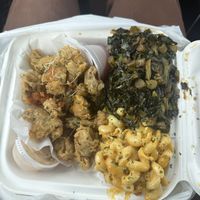 Oyster Mushrooms, Mac & Cheese, Collard Greens  at The Reizod Vegan Experience in Columbia