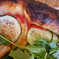 Close up of vegan cheese at Mister Pizza - Duomo in Florence