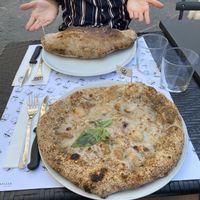 Truffle pizza and calzone - not as good as the pizzas with tomato sauce.  at Mister Pizza - Duomo in Florence