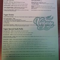 Vegetarian and vegan menu at Blufin Sushi in Fresno