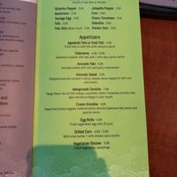 Vegetarian menu  at Blufin Sushi in Fresno