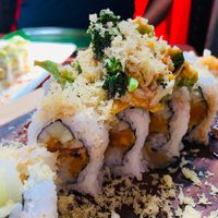 Krakatoa roll- Mac and cheese  at Blufin Sushi in Fresno