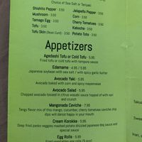 Vegetarian Menu Pt. 1 at Blufin Sushi in Fresno
