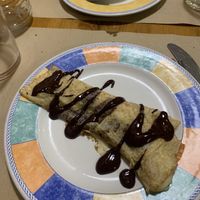 crepe de plátano y chocolate  at Sarasate in Pamplona