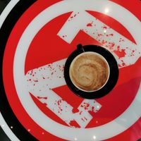 Almond latte at Kicking Horse Cafe in Invermere