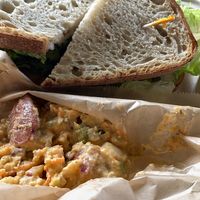 Club with potato salad. 10/10  at Flore in Los Angeles