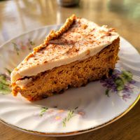 Seasonal pumpkin cheesecake at Flore in Los Angeles