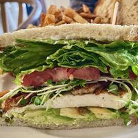 The club sandwich, w/ shoestring  french fries 🍟   at Flore in Los Angeles