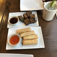 Vegan spring rolls and fried Chive Cakes at Authentic Thai Cuisine  in Merrick