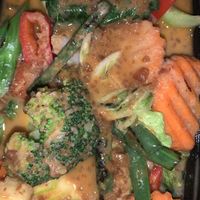 Mixed veggies in a light peanut sauce. a new favorite!  at Authentic Thai Cuisine  in Merrick