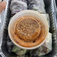 Fresh roll - pickle carrot, cucumber , basil leaves , mint , cilantro , and spring mixed wrapped in rice wrap   at Authentic Thai Cuisine  in Merrick