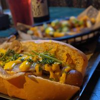 vegan hot dog and curry fries at Street in Nantwich