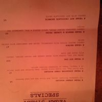 The vegan specials menu at Street in Nantwich