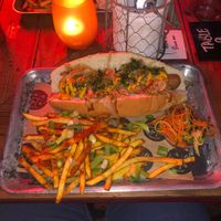Vegan hotdog at Street in Nantwich