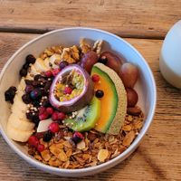 Granola with oat milk at YellowBird Coffee in Bremen