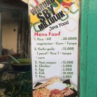 Menu at Warung SBY Java Food in 