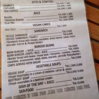 The menu, dish of the day at Mlima Sayuni Art and Vegetarian Rastaurant in Dar Es Salaam