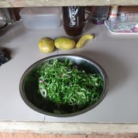 Greens being prepared!  at Mlima Sayuni Art and Vegetarian Rastaurant in Dar Es Salaam