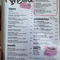 Menu  at Kino in Barcelona