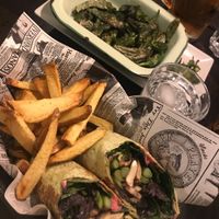 Vegan wrap with fries & padron peppers  at Kino in Barcelona