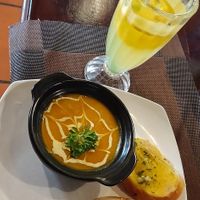 Pumpkin soup at Green Farm in Hanoi