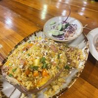 The pumpkin fried rice (veganised)  at Green Farm in Hanoi