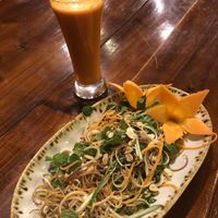 Banana flower salad & carrot juice   at Green Farm in Hanoi