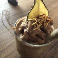 Cacao/peanut butter smoothie  at The Anchor in Sayulita