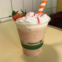 strawberry milkshake at Rudy's Dirty Vegan Diner in North West London