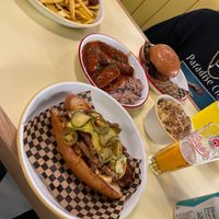 Philly cheese steak, buffalo wings, push pull burger, loaded fries, and Mac n cheese🤤  at Rudy's Dirty Vegan Diner in North West London
