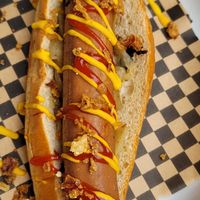 Veganer Hotdog - lecker at Rudy's Dirty Vegan Diner in North West London